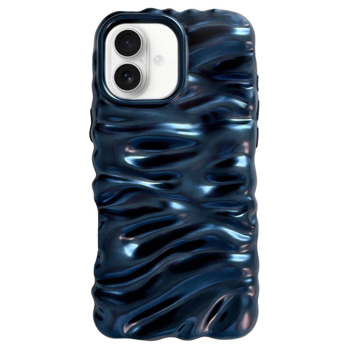 Compatible with iPhone 18 Cream Texture Electroplating TPU Full Coverage Phone Case - Matte Blue