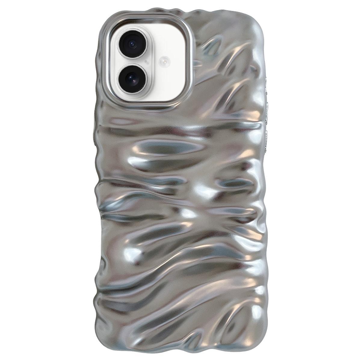 Compatible with iPhone 18 Cream Texture Electroplating TPU Full Coverage Phone Case - Matte Silver