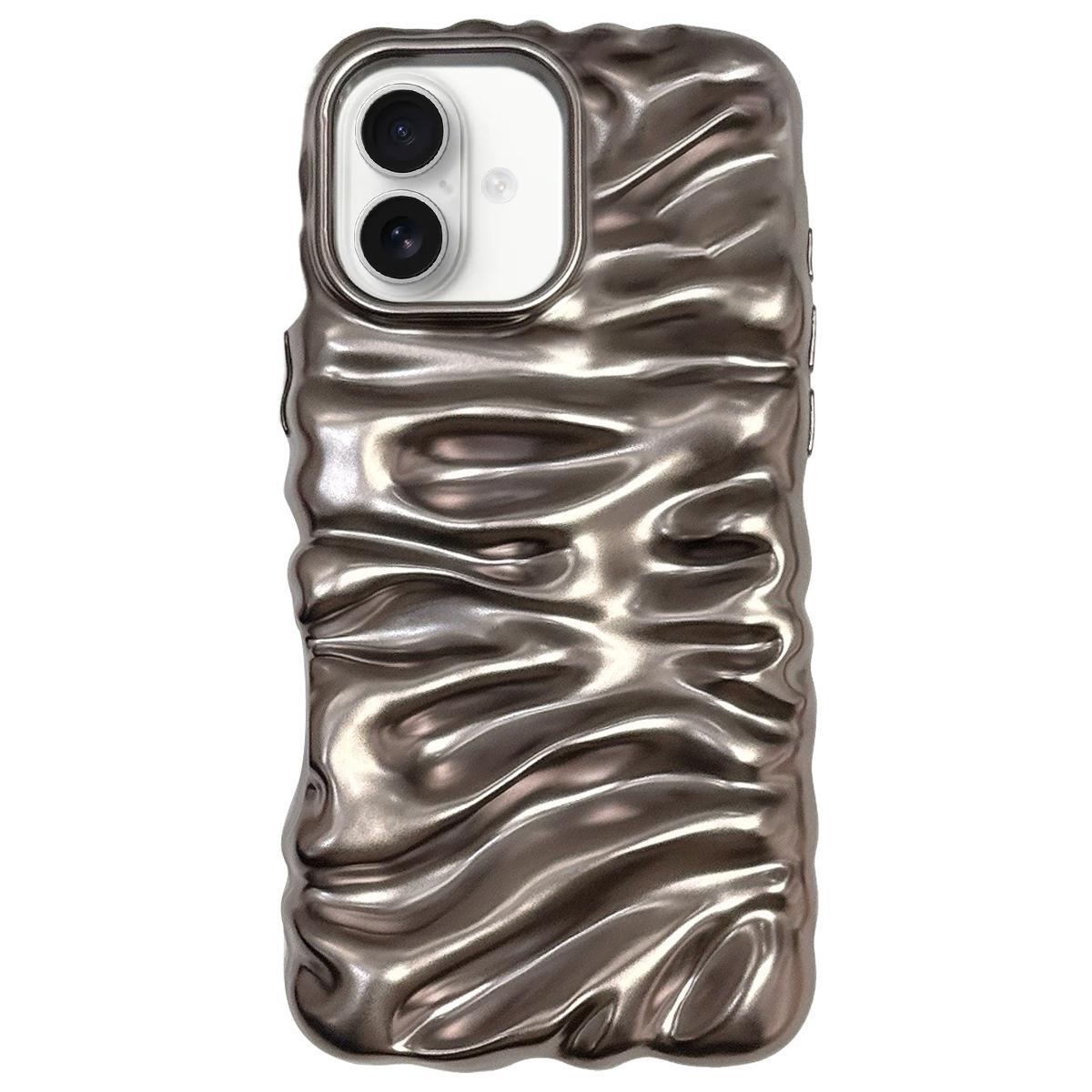 Compatible with iPhone 18 Cream Texture Electroplating TPU Full Coverage Phone Case - Matte Brown