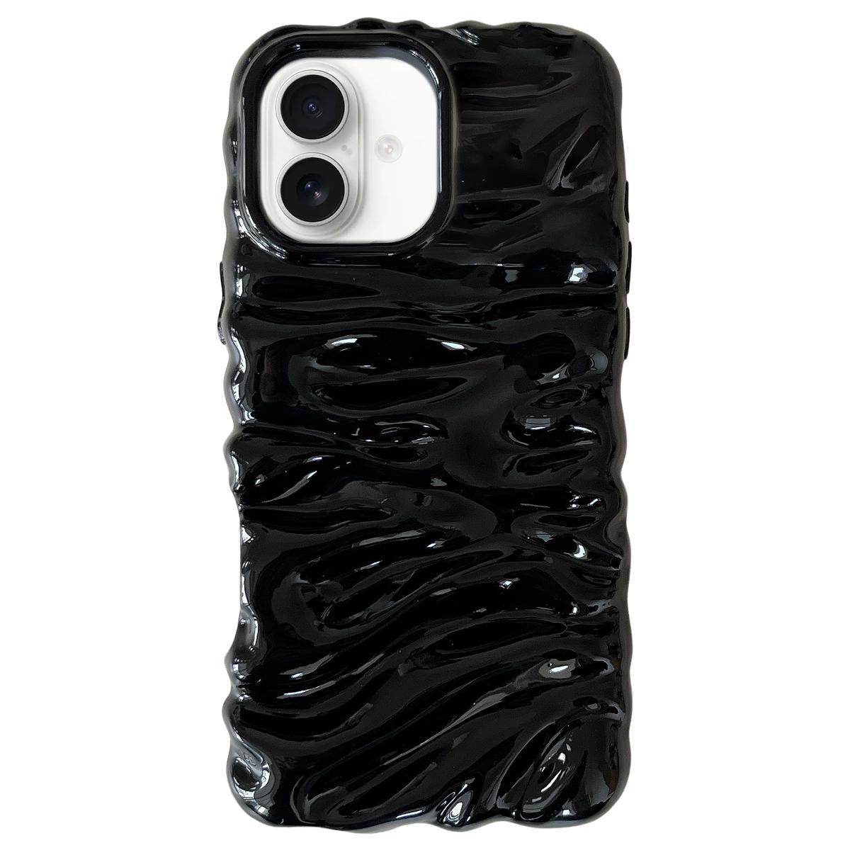 Compatible with iPhone 18 Cream Texture Electroplating TPU Full Coverage Phone Case - Black