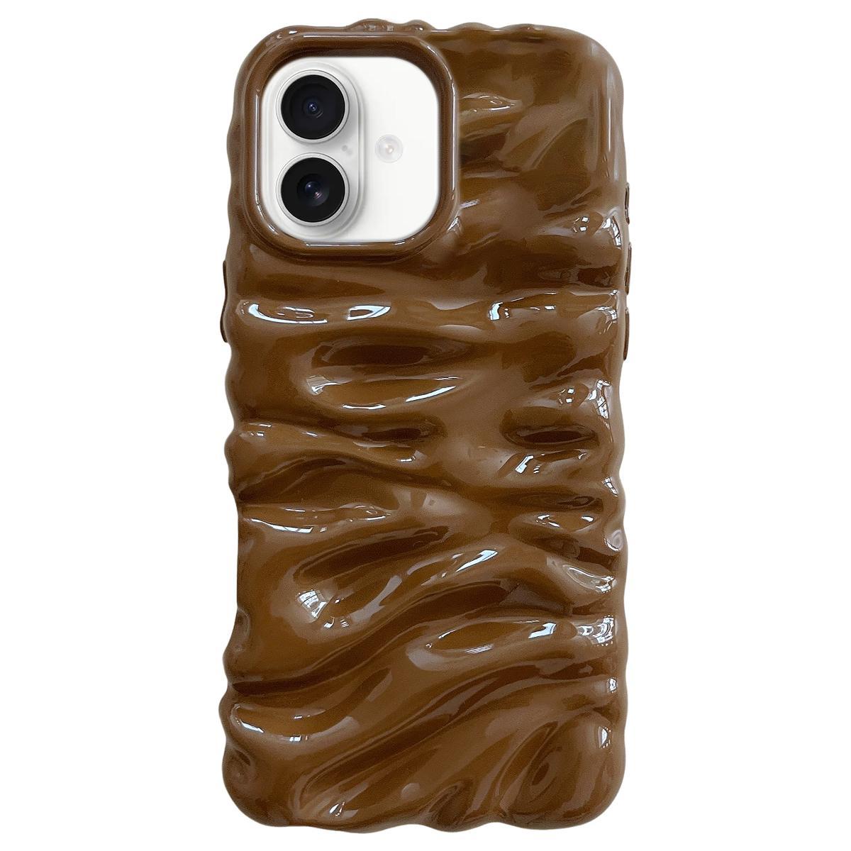 Compatible with iPhone 18 Cream Texture Electroplating TPU Full Coverage Phone Case - Caramel