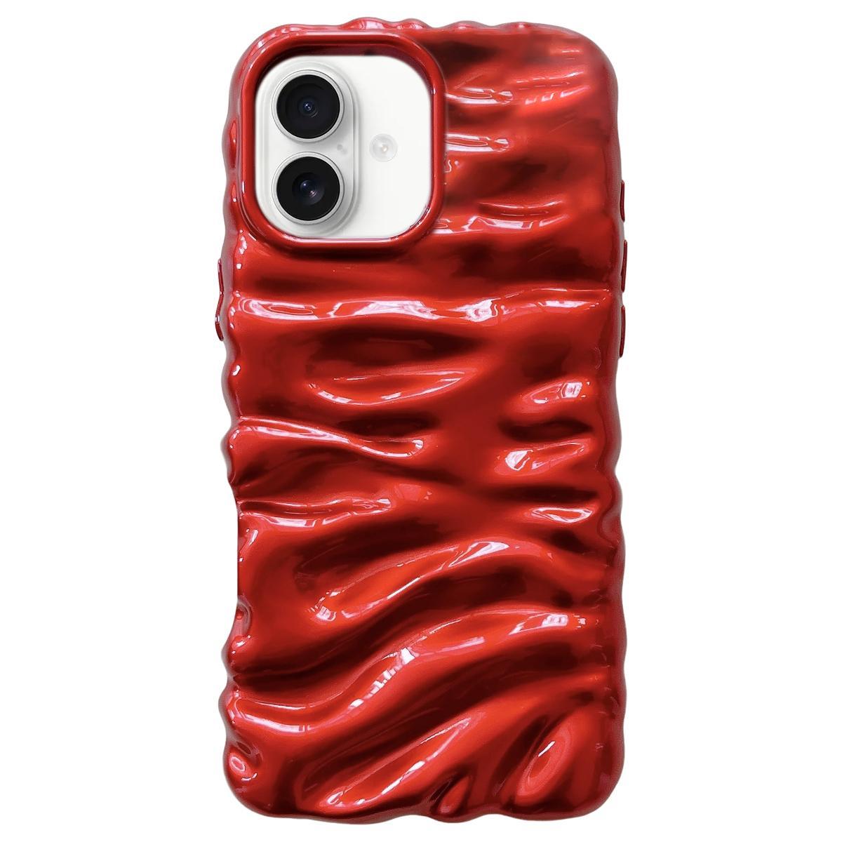 Compatible with iPhone 18 Cream Texture Electroplating TPU Full Coverage Phone Case - Red
