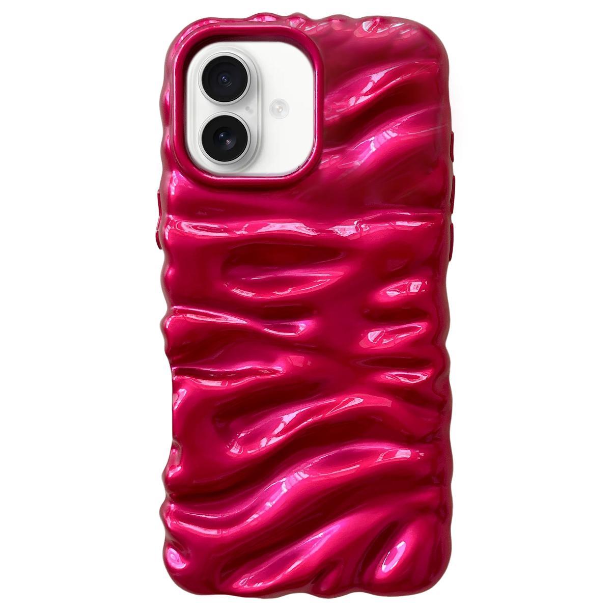 Compatible with iPhone 18 Cream Texture Electroplating TPU Full Coverage Phone Case - Rose Red