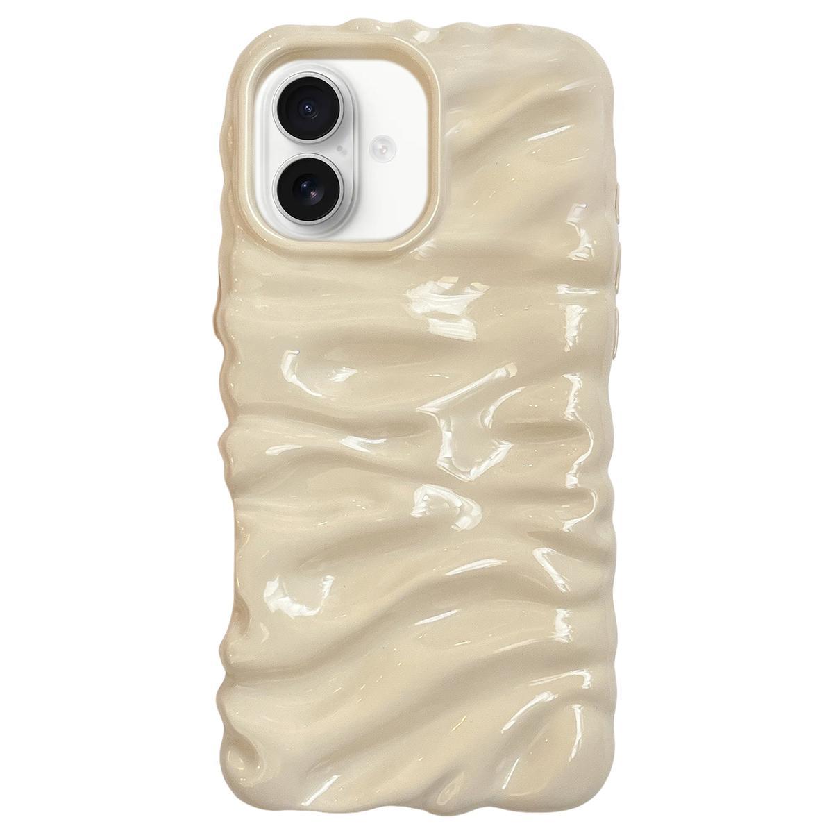 Compatible with iPhone 18 Cream Texture Electroplating TPU Full Coverage Phone Case - Beige