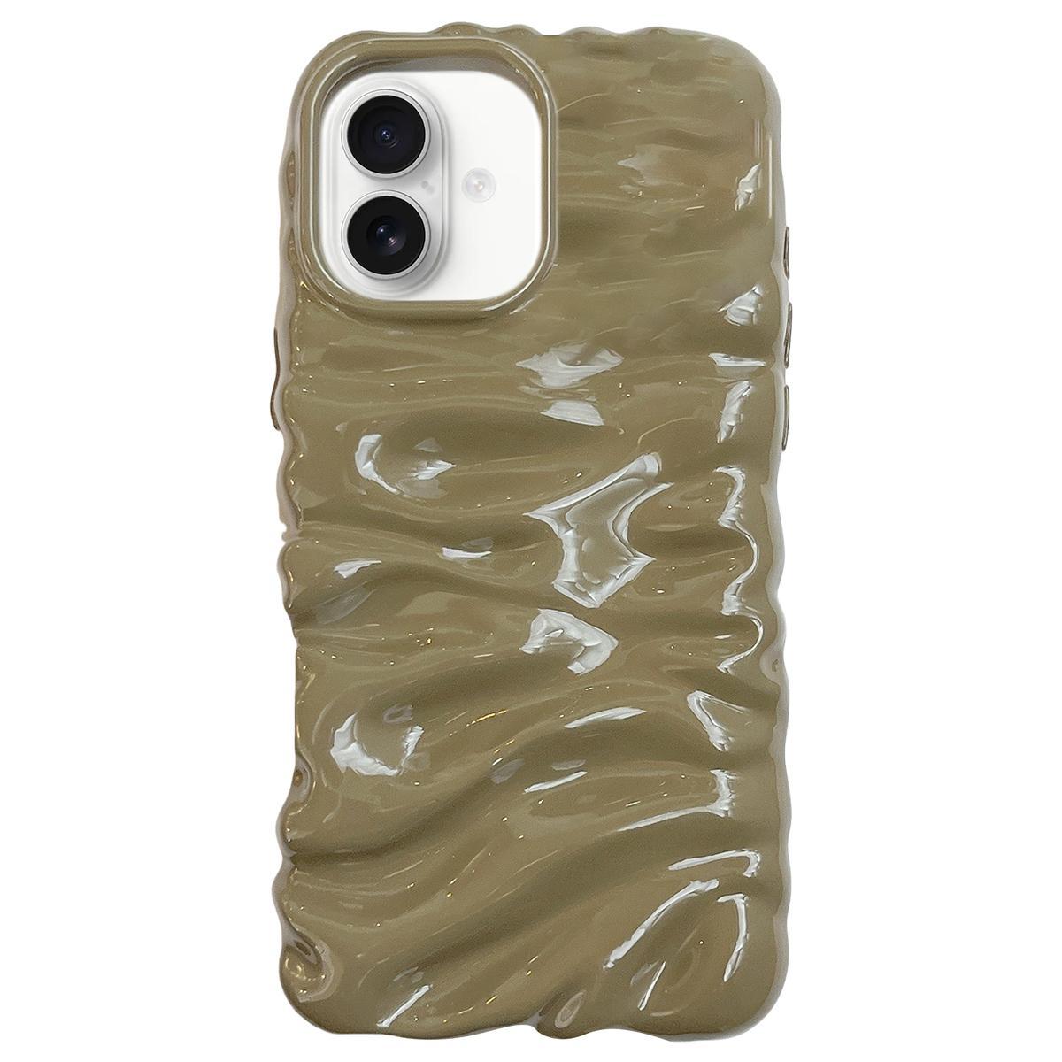 Compatible with iPhone 18 Cream Texture Electroplating TPU Full Coverage Phone Case - Avocado Green