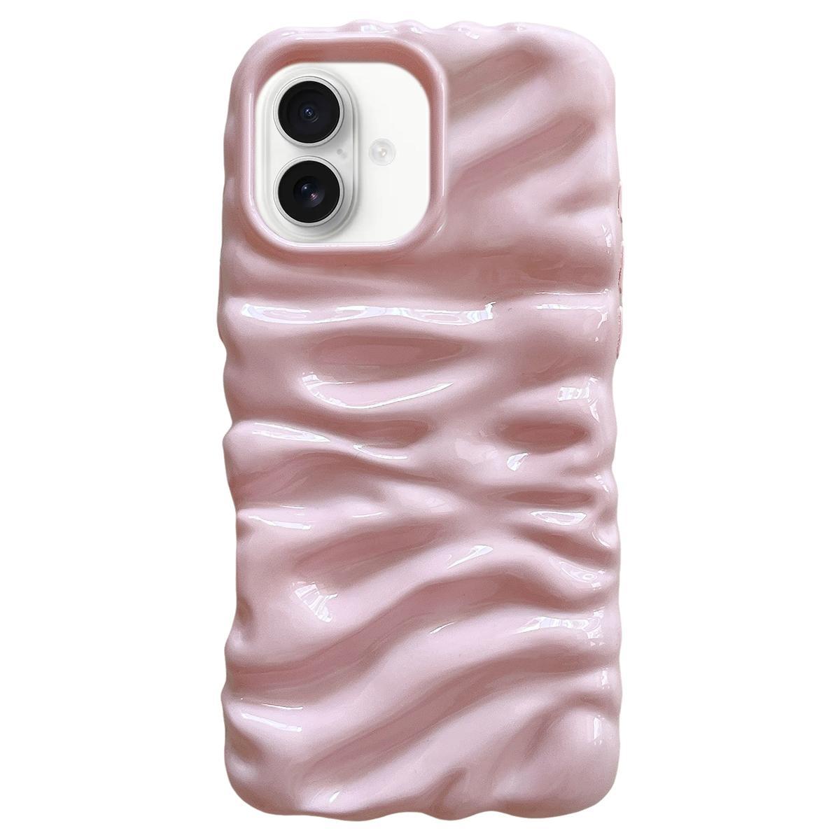 Compatible with iPhone 18 Cream Texture Electroplating TPU Full Coverage Phone Case - Pink