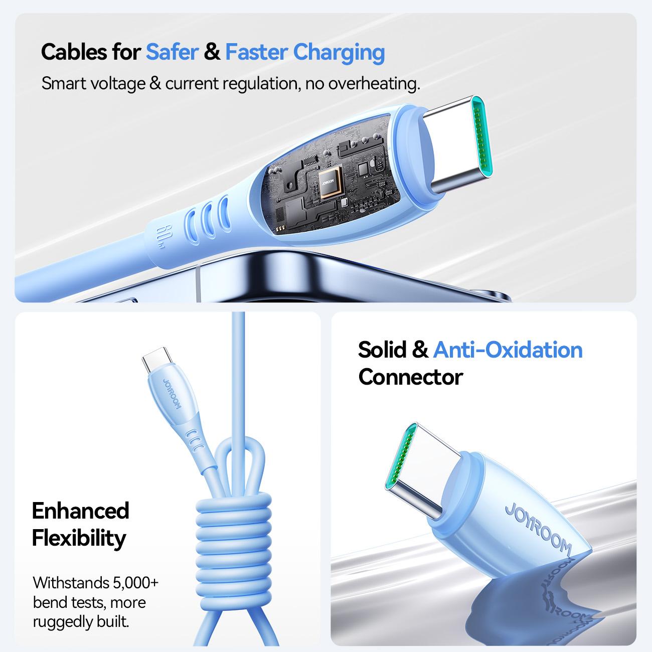 JOYROOM S-A59 Vibrant Series 60W Type-C to Type-C Fast Charging Data Cable, Length:1.2m(Blue)