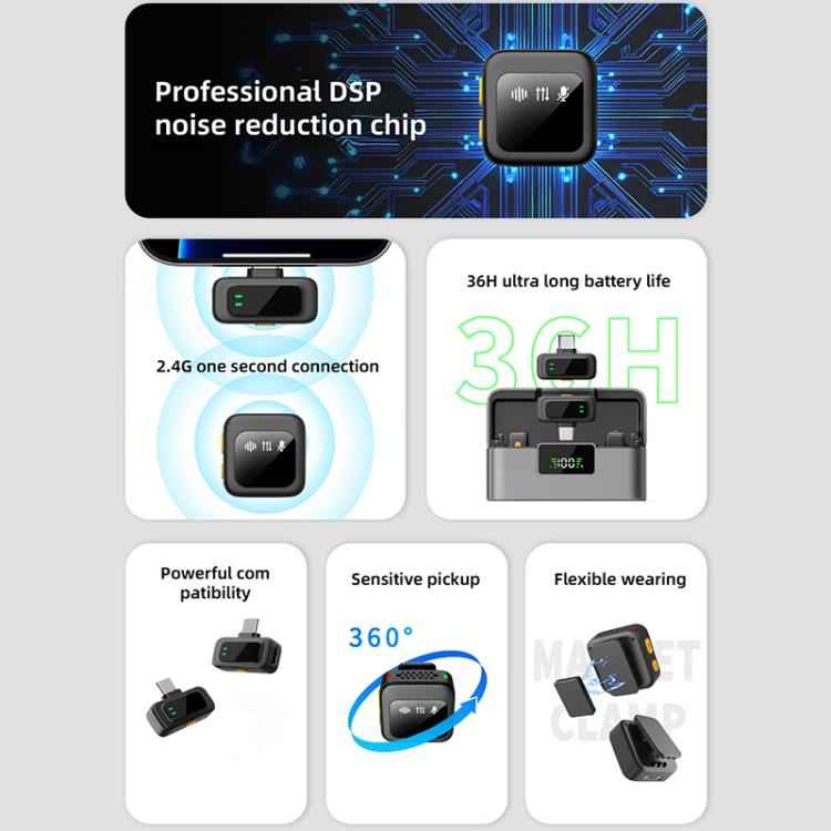Q18 2 in 1 Lavalier Wireless Microphone, Model:Type-C Plug