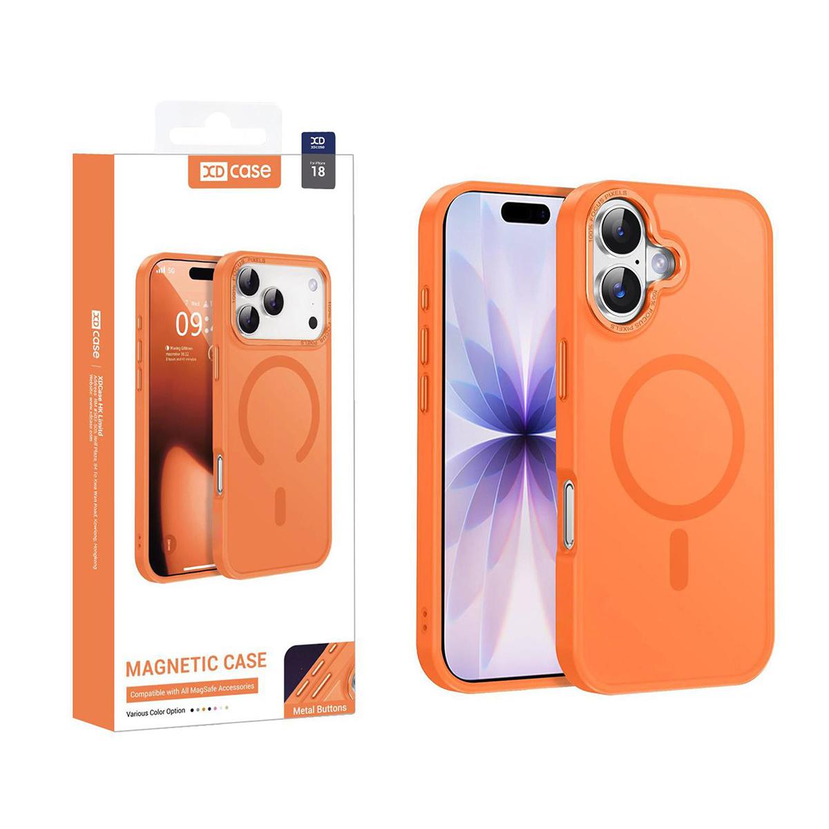 Compatible with iPhone 18 XDcase Metal Lens Frame Skin Feel Magnetic Phone Case - Orange