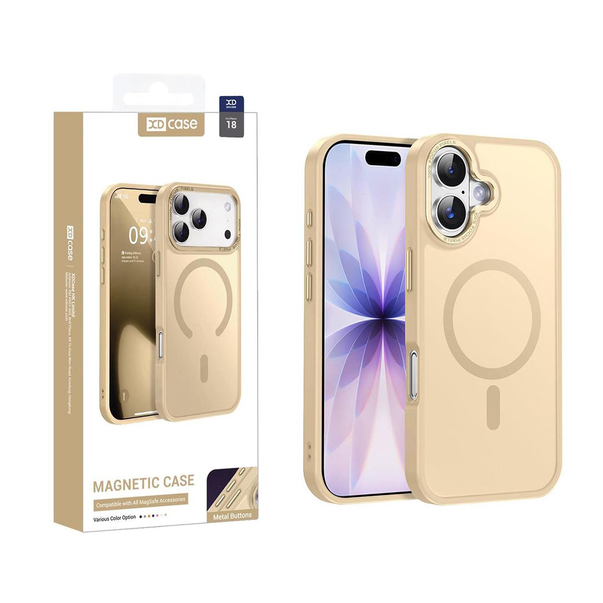 Compatible with iPhone 18 XDcase Metal Lens Frame Skin Feel Magnetic Phone Case - Gold