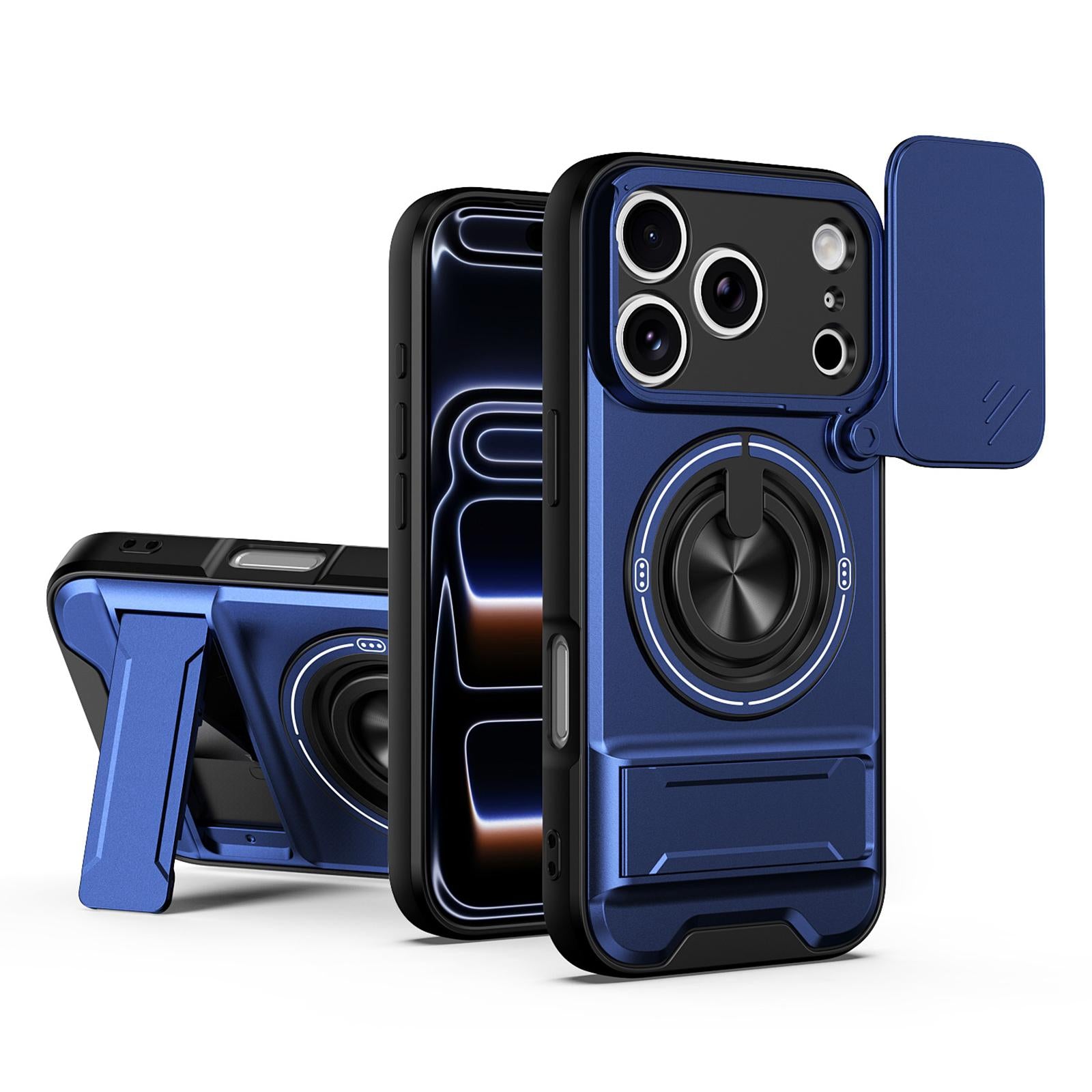 Compatible with iPhone 18 Pro Lens Sliding Window Multifunctional Magnetic Shockproof Phone Case - Royal Blue