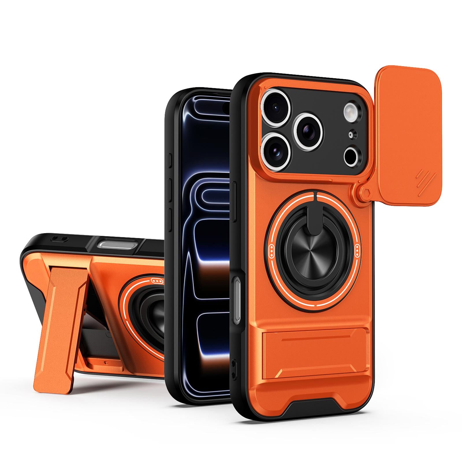 Compatible with iPhone 18 Pro Lens Sliding Window Multifunctional Magnetic Shockproof Phone Case - Orange