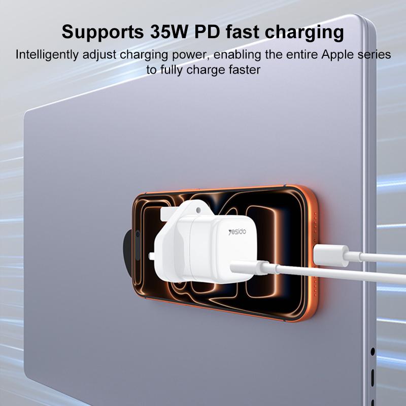 Yesido YC149 PD 35W Type-C Mini Ice Cube Fast Charger, Plug:UK Plug(White)