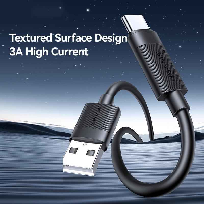 Uniqbuy For USAMS SJ777 U94 USB to Type-C 3A Fast Charging Data Cable, Length:1m(Black)