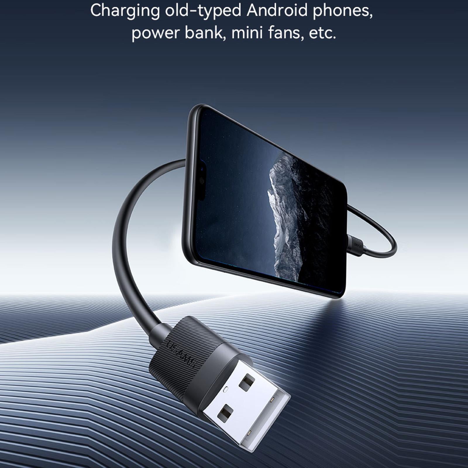 USAMS SJ779 U94 USB to Micro 2A Fast Charging Data Cable, Length:1m(Black)
