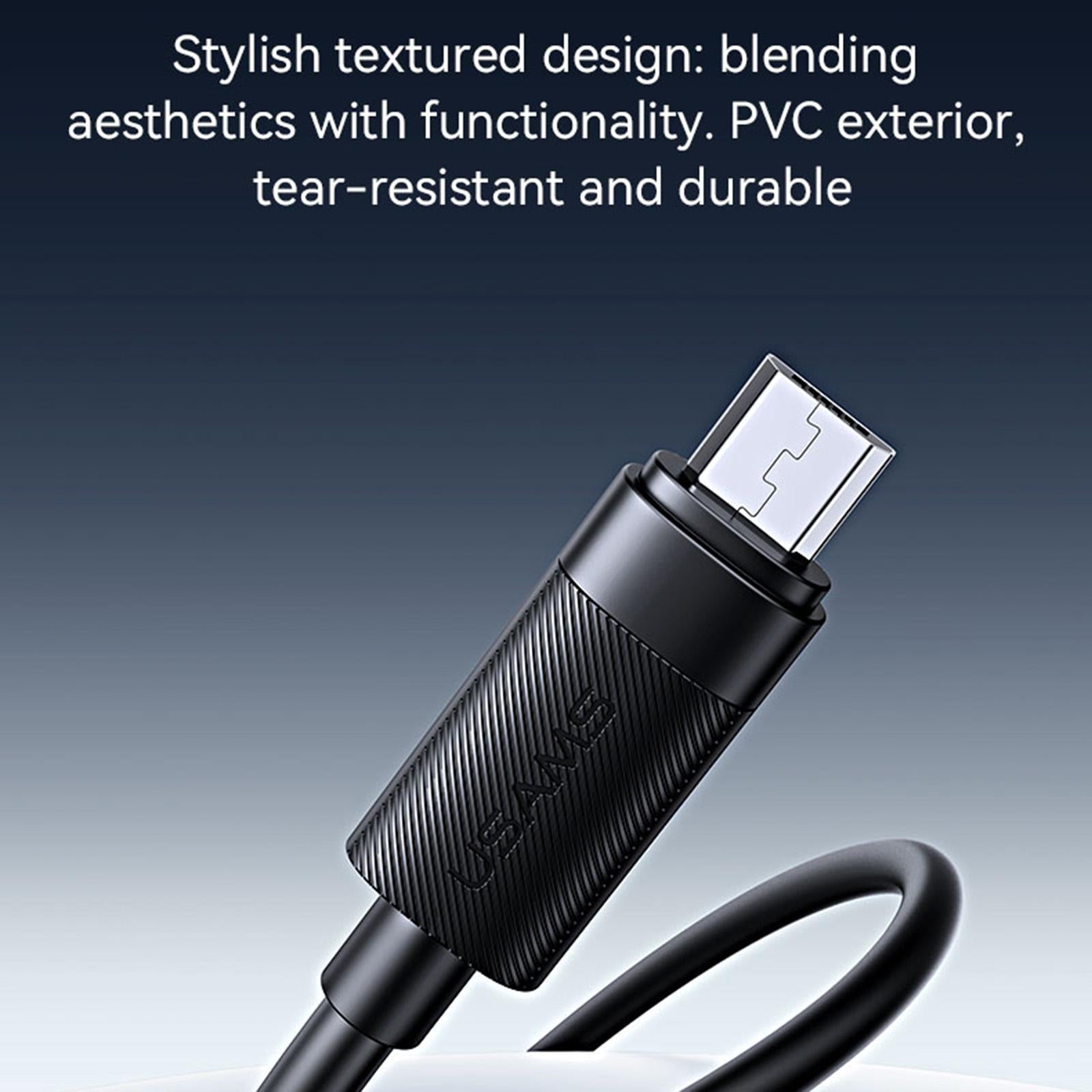 USAMS SJ779 U94 USB to Micro 2A Fast Charging Data Cable, Length:1m(Black)