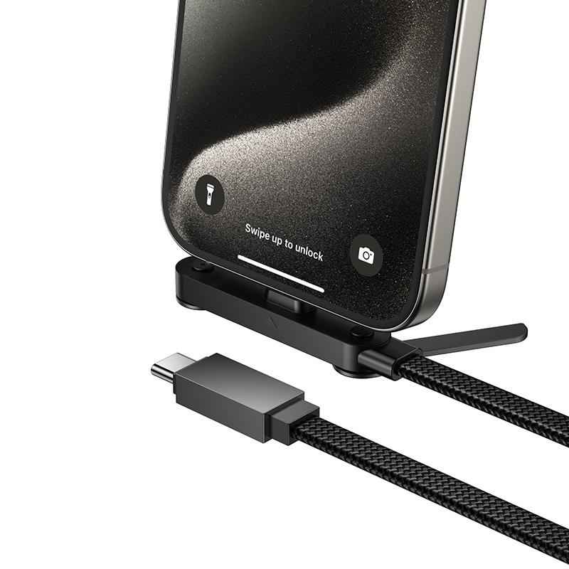 Uniqbuy For hoco U150 60W Type-C to Type-C Charging Cable with Stand, Cable Length: 1.2m(Black)
