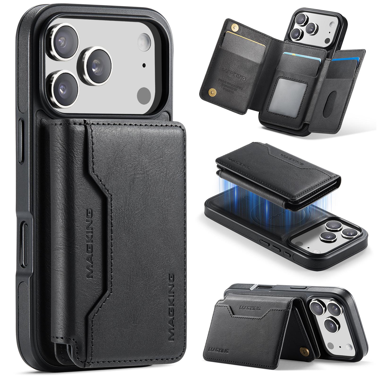 Compatible with iPhone 18 Pro & 17 Pro MAGKING K3 Series MagSafe RFID K3 Pro Card Bag Detachable Phone Case - Black