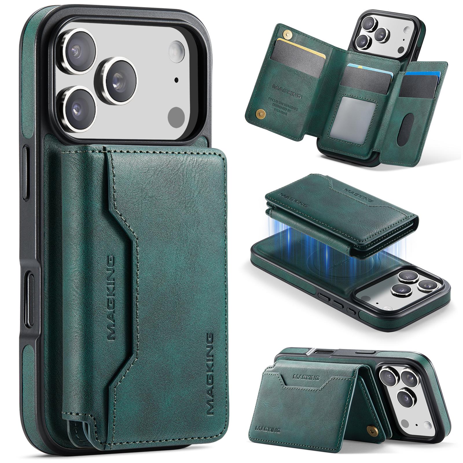Compatible with iPhone 18 Pro & 17 Pro MAGKING K3 Series MagSafe RFID K3 Pro Card Bag Detachable Phone Case - Green
