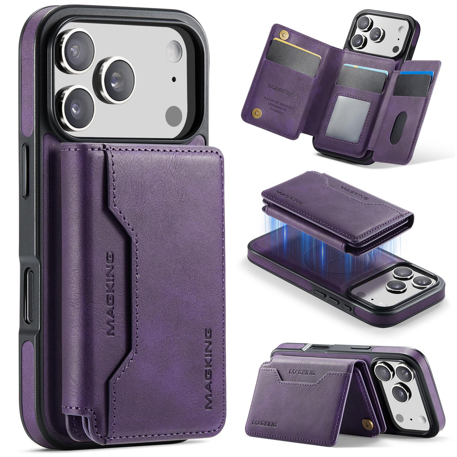 Compatible with iPhone 18 Pro & 17 Pro MAGKING K3 Series MagSafe RFID K3 Pro Card Bag Detachable Phone Case - Purple