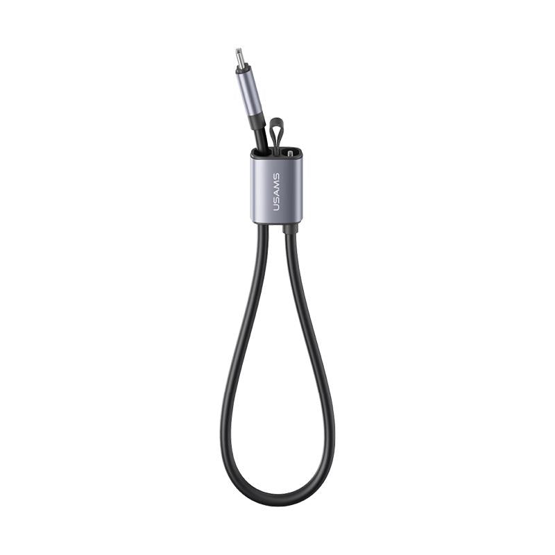 USAMS SJ784 U97 60W USB-C / Type-C to USB-C / Type-C Lanyard Fast Charging Data Cable, Length:30cm(Metal Gray)