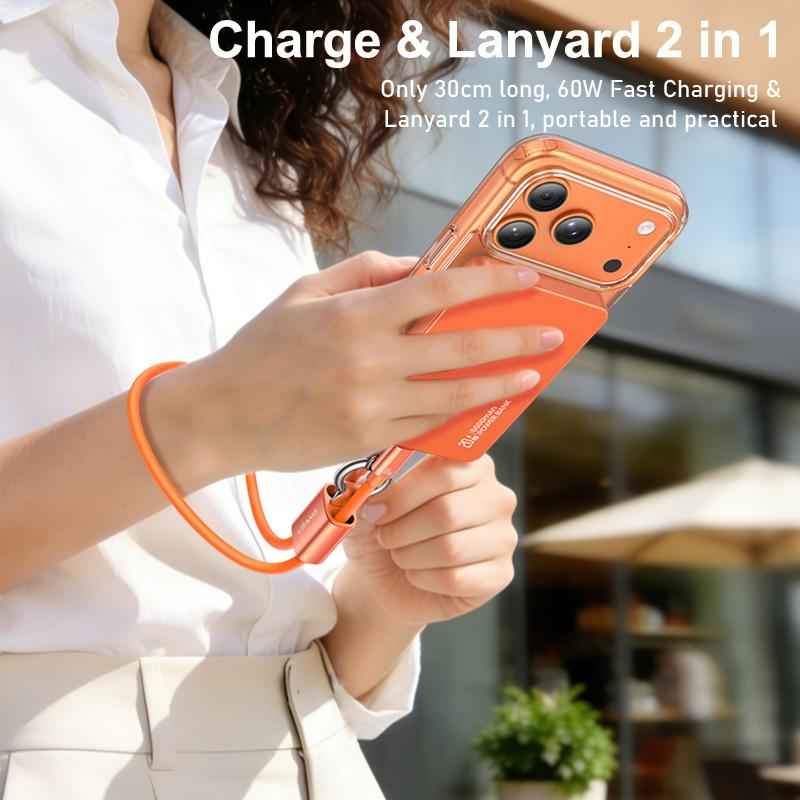 Uniqbuy For USAMS SJ784 U97 60W USB-C / Type-C to USB-C / Type-C Lanyard Fast Charging Data Cable, Length:30cm(Orange)