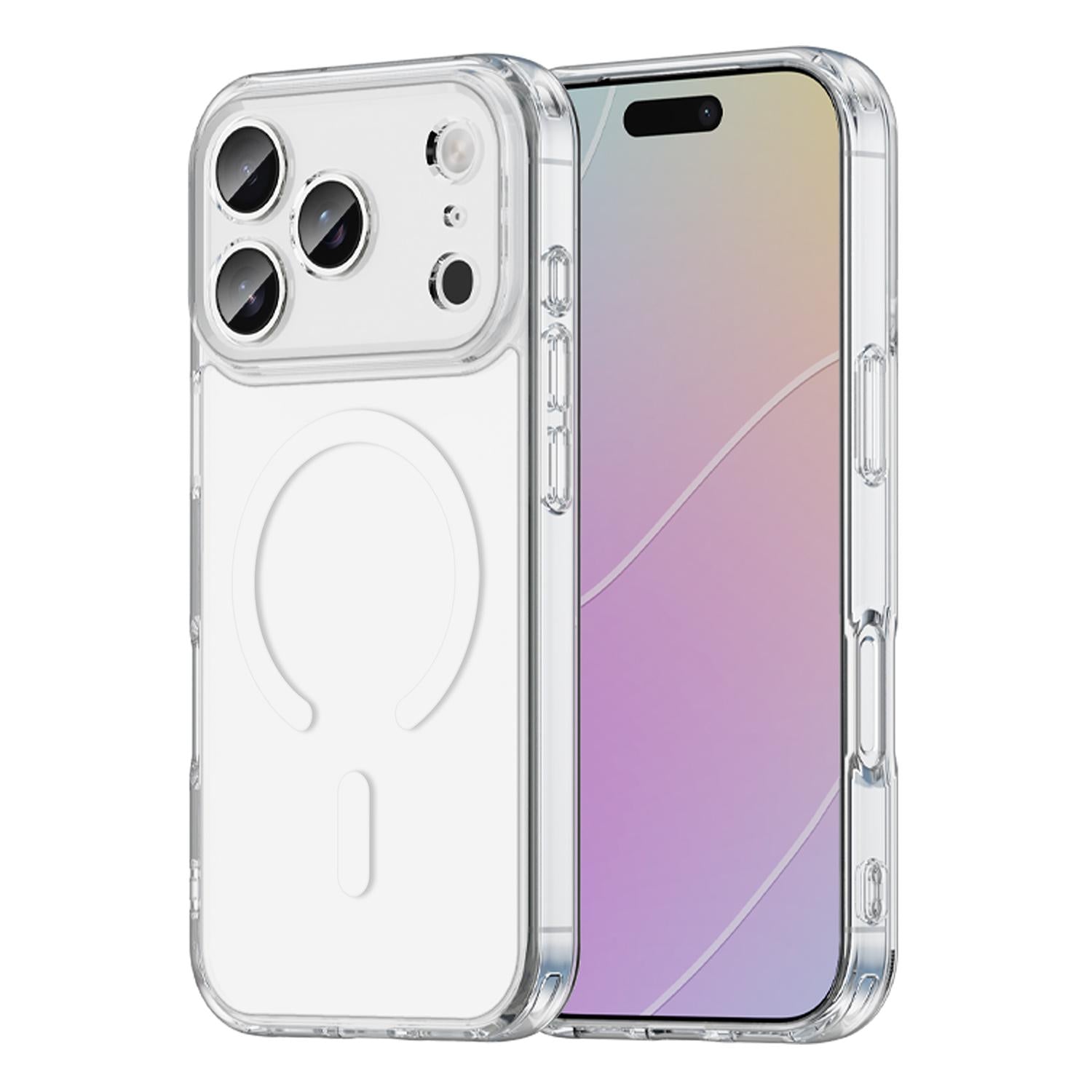 Compatible with iPhone 18 Pro PC Dual-Layer TPU Airbag Shockproof MagSafe Phone Case - Transparent