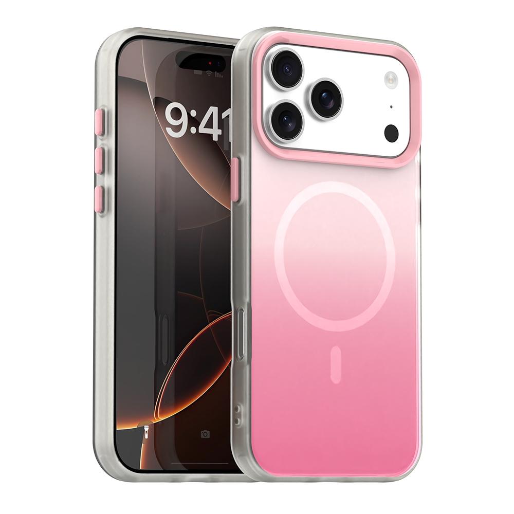 Compatible with iPhone 18 Pro Candy Gradient Series 3 in 1 Dual-Layer Magnetic Phone Case - Pink