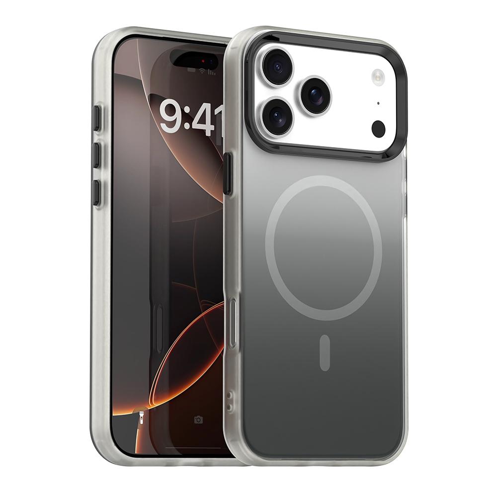 Compatible with iPhone 18 Pro Candy Gradient Series 3 in 1 Dual-Layer Magnetic Phone Case - Black