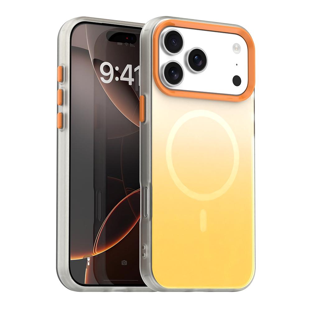 Compatible with iPhone 18 Pro Candy Gradient Series 3 in 1 Dual-Layer Magnetic Phone Case - Yellow