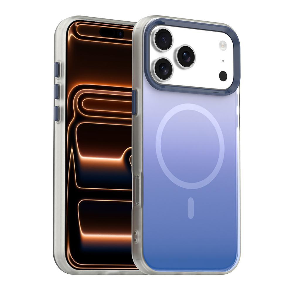 Compatible with iPhone 18 Pro Candy Gradient Series 3 in 1 Dual-Layer Magnetic Phone Case - Blue