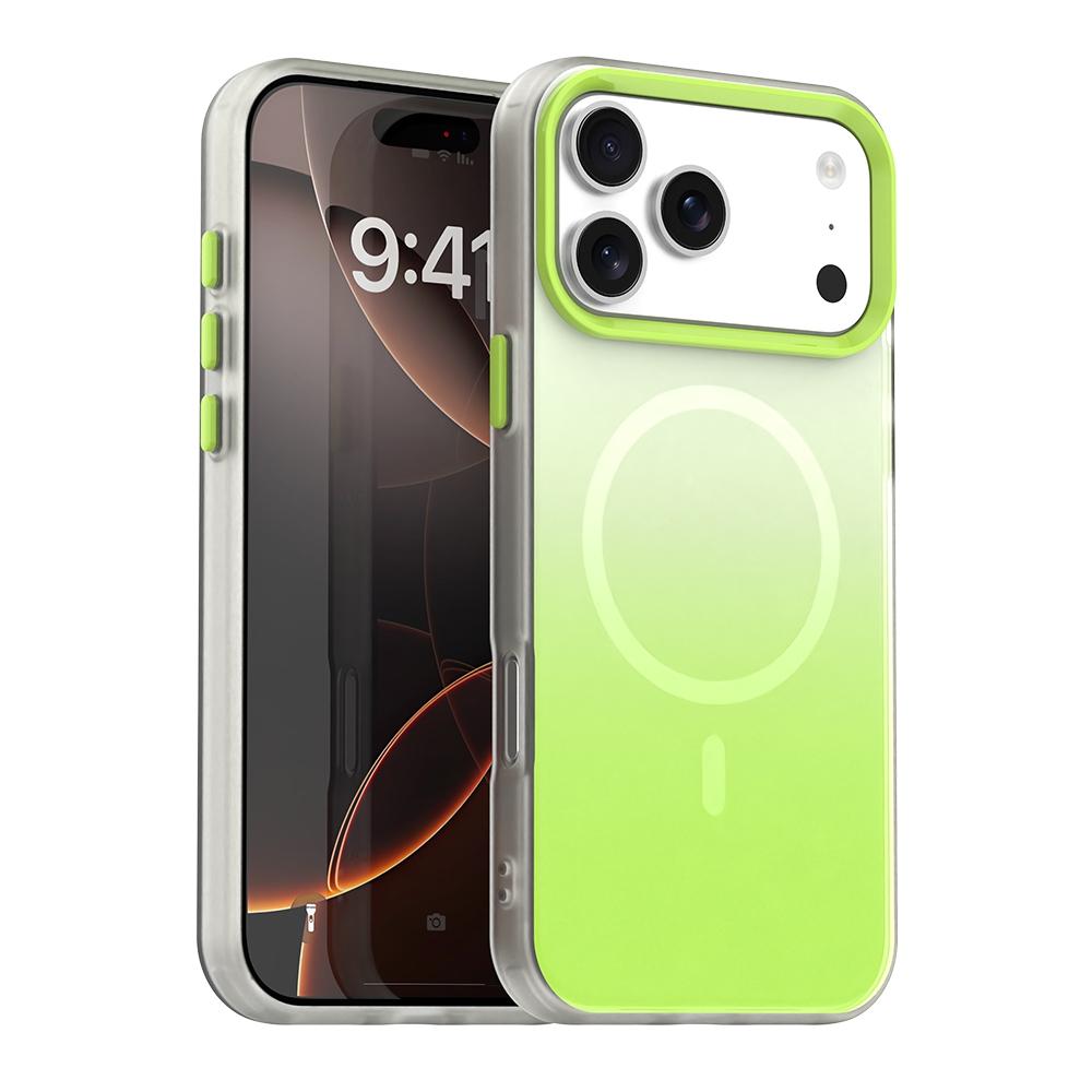 Compatible with iPhone 18 Pro Candy Gradient Series 3 in 1 Dual-Layer Magnetic Phone Case - Green