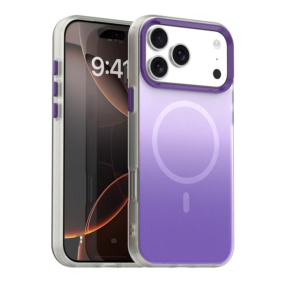 Compatible with iPhone 18 Pro Candy Gradient Series 3 in 1 Dual-Layer Magnetic Phone Case - Purple
