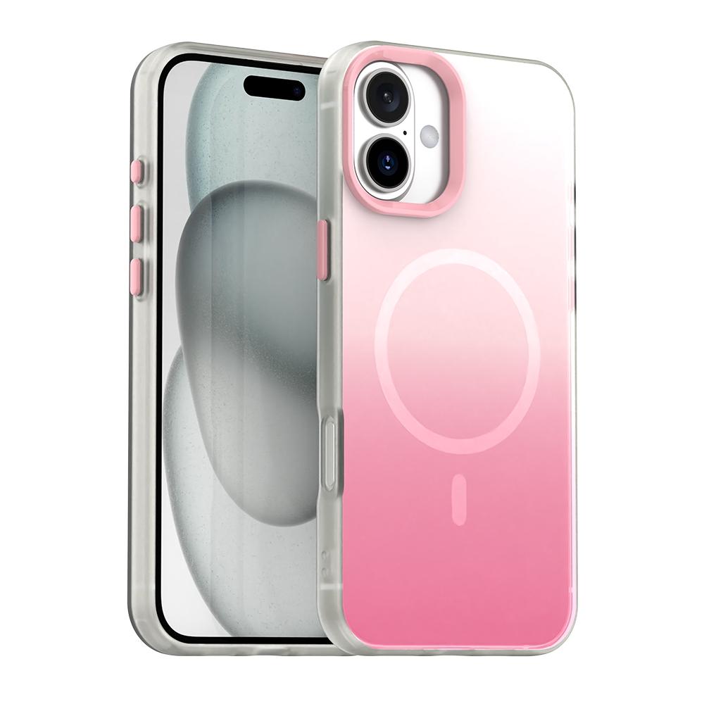 Compatible with iPhone 18 Candy Gradient Series 3 in 1 Dual-Layer Magnetic Phone Case - Pink