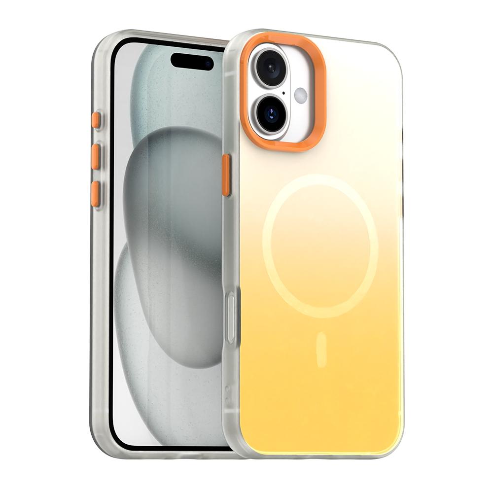 Compatible with iPhone 18 Candy Gradient Series 3 in 1 Dual-Layer Magnetic Phone Case - Yellow