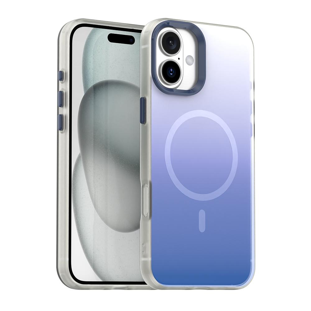 Compatible with iPhone 18 Candy Gradient Series 3 in 1 Dual-Layer Magnetic Phone Case - Blue