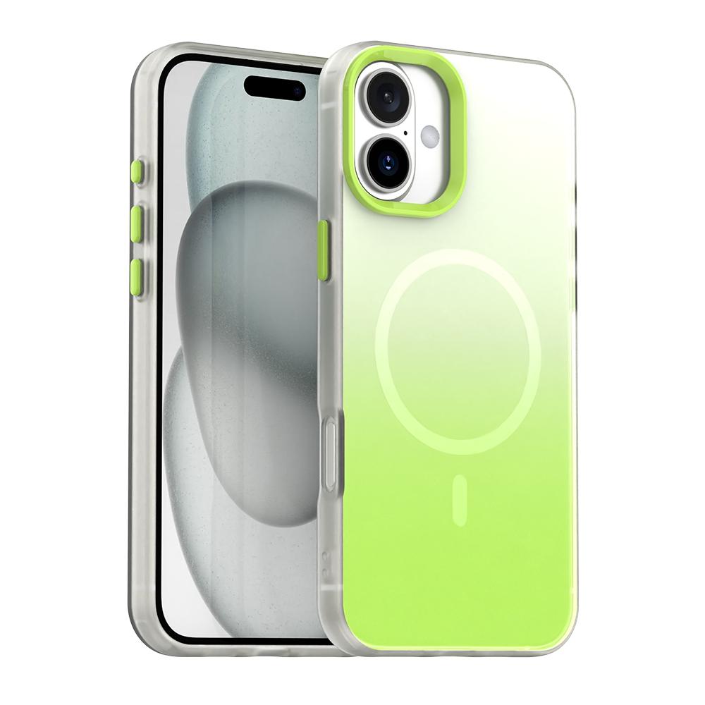 Compatible with iPhone 18 Candy Gradient Series 3 in 1 Dual-Layer Magnetic Phone Case - Green