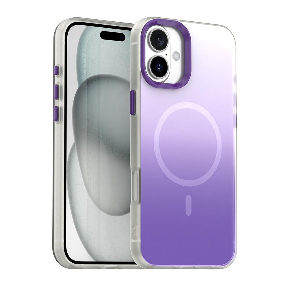 Compatible with iPhone 18 Candy Gradient Series 3 in 1 Dual-Layer Magnetic Phone Case - Purple