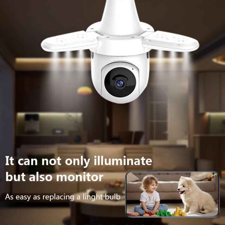 3MP HD Smart Three-Blade Fan Light Bulb Style Wireless WiFi Surveillance Camera, Specification:2.4GHz(White)