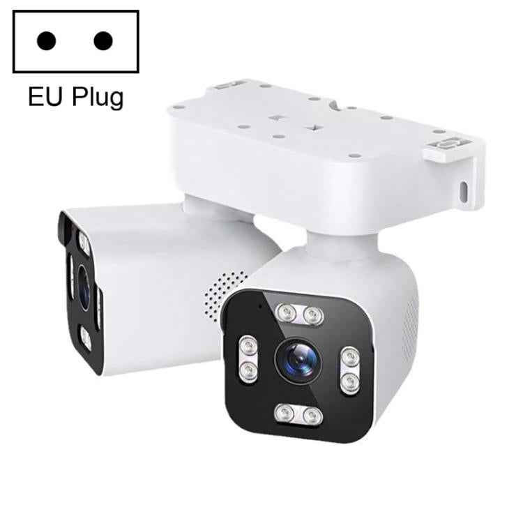 5MP Dual-Lens Dual-Pan Tilt Rotating WiFi Camera, Plug:EU Plug(White)