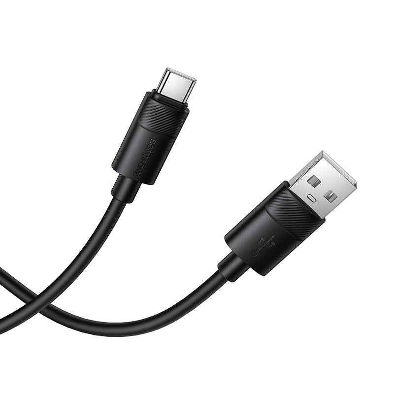 Uniqbuy For Borofone BX123 Leya 3A USB to Type-C Silicone Charging Cable, Length: 1m(Black)