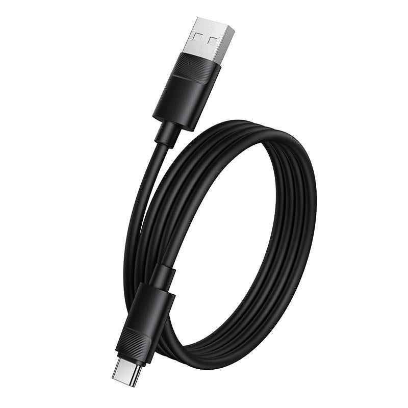 Uniqbuy For Borofone BX123 Leya 3A USB to Type-C Silicone Charging Cable, Length: 1m(Black)