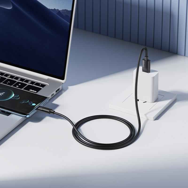 Uniqbuy For Borofone BX123 Leya 3A USB to Type-C Silicone Charging Cable, Length: 1m(Black)