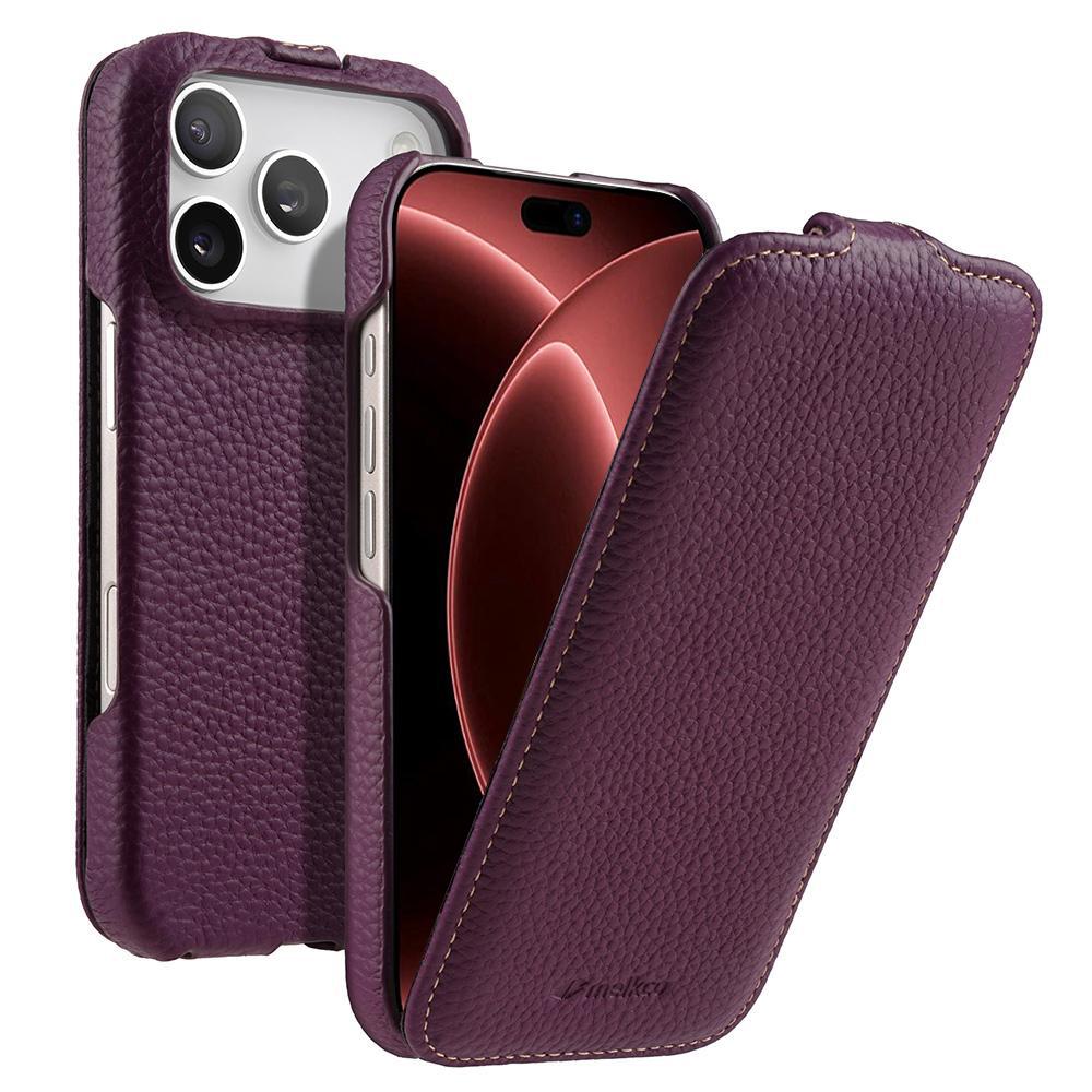 Compatible with iPhone 18 Pro melkco Litchi Texture Vertical Flip Magnetic  Leather Phone Case - Purple