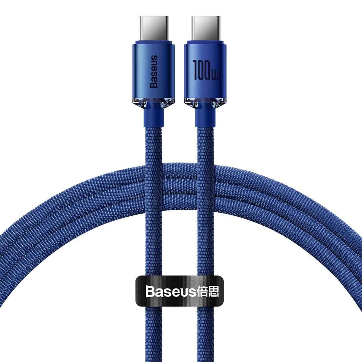Uniqbuy For Baseus Crystal Shine Series Fast Charging Cable Type-C to Type-C 100W Cable, Length:1.2m(Blue)