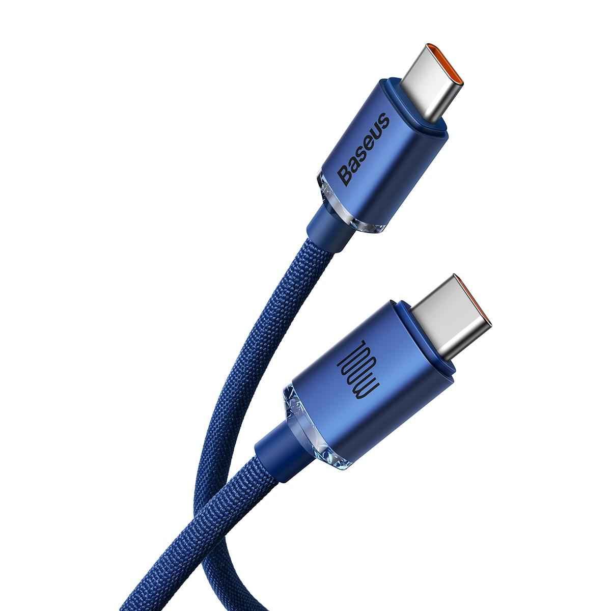 Uniqbuy For Baseus Crystal Shine Series Fast Charging Cable Type-C to Type-C 100W Cable, Length:1.2m(Blue)