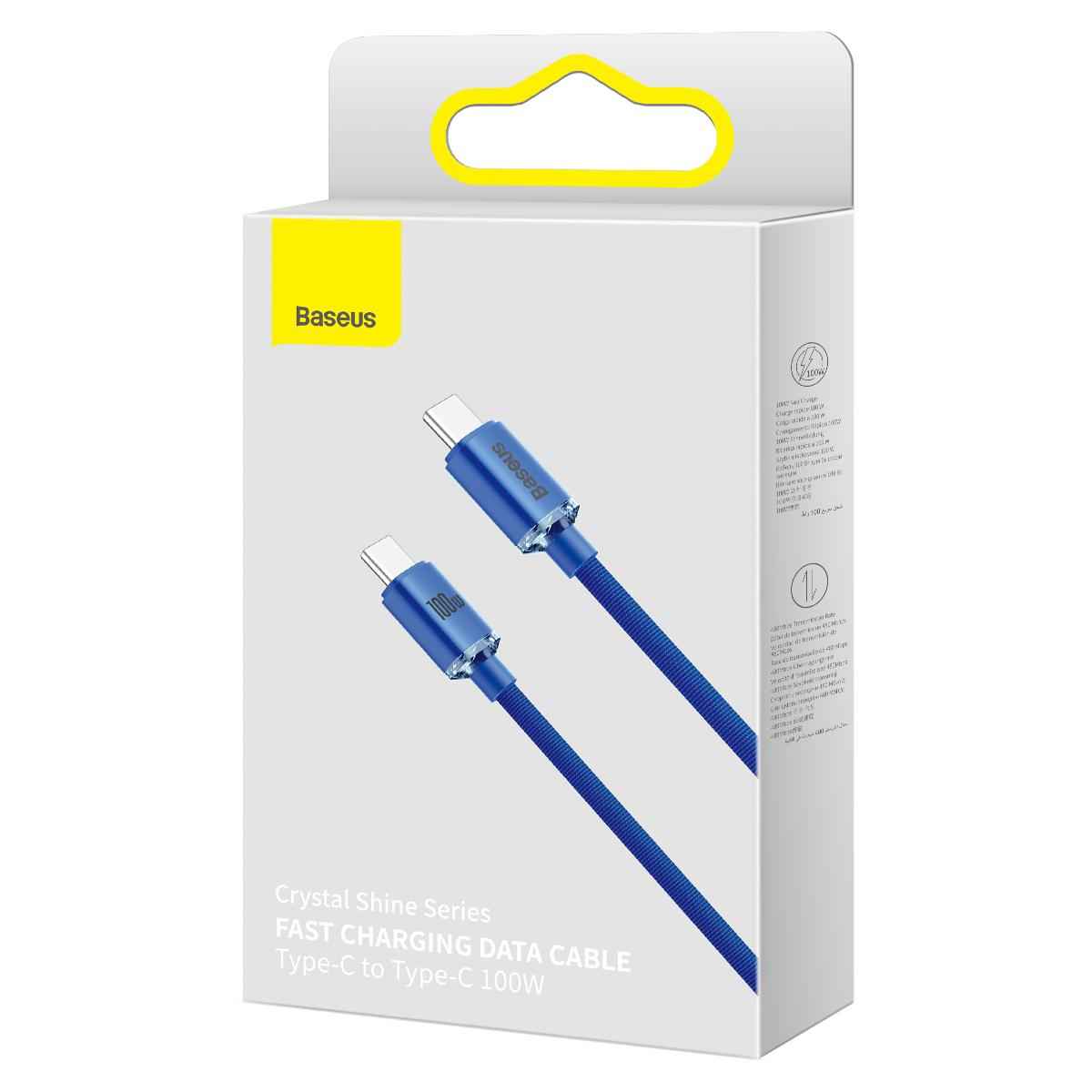 Uniqbuy For Baseus Crystal Shine Series Fast Charging Cable Type-C to Type-C 100W Cable, Length:1.2m(Blue)