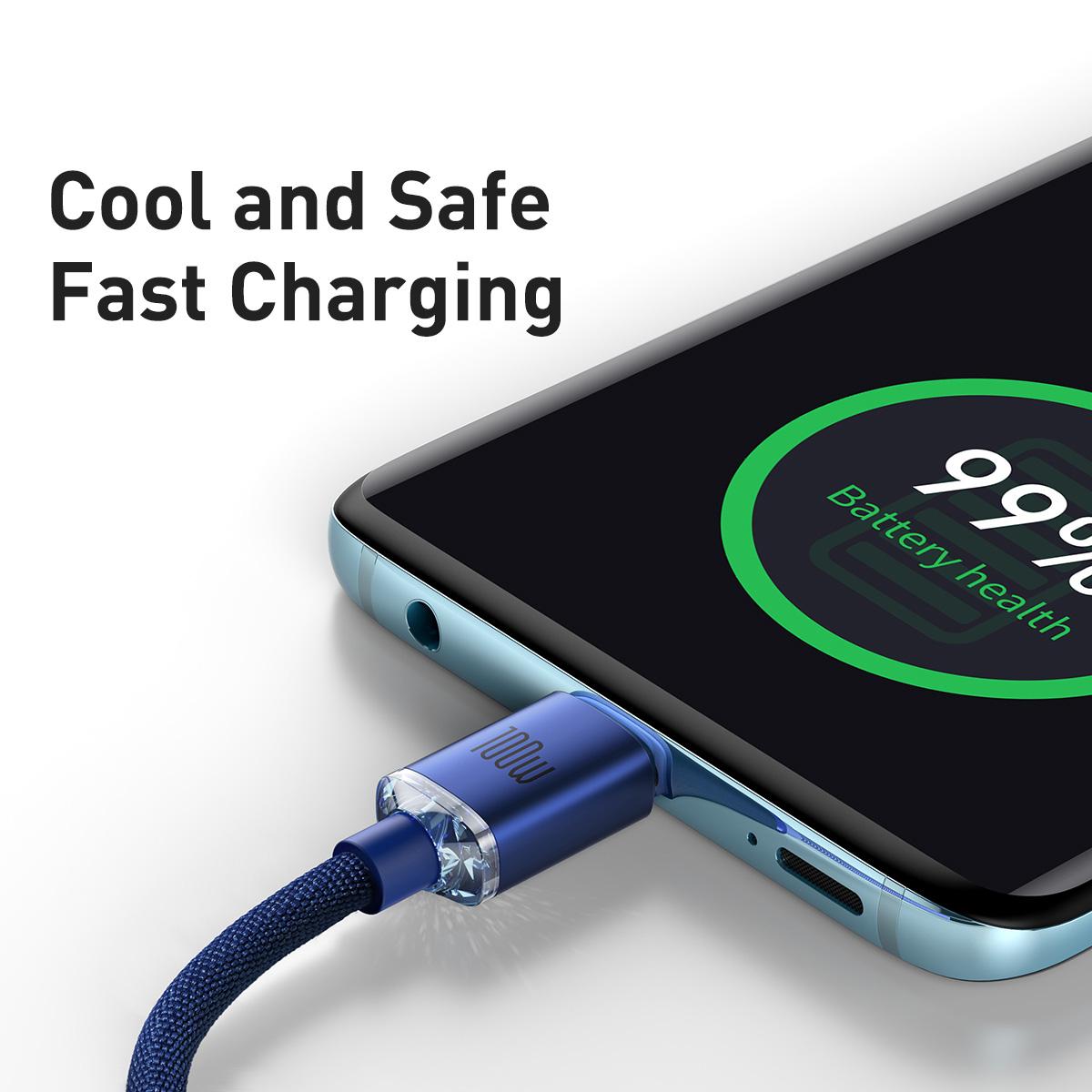 Baseus Crystal Shine Series Fast Charging Cable Type-C to Type-C 100W Cable, Length:1.2m(Blue)