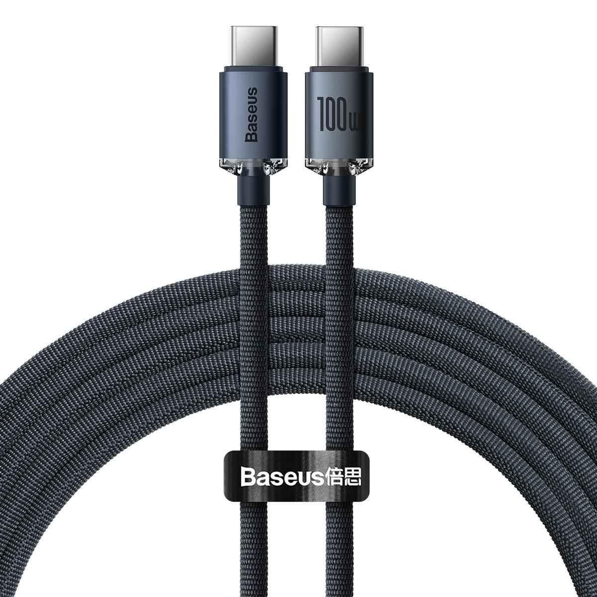 Uniqbuy For Baseus Crystal Shine Series Fast Charging Cable Type-C to Type-C 100W Cable, Length:2m(Black)