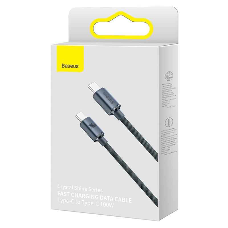 Uniqbuy For Baseus Crystal Shine Series Fast Charging Cable Type-C to Type-C 100W Cable, Length:2m(Black)